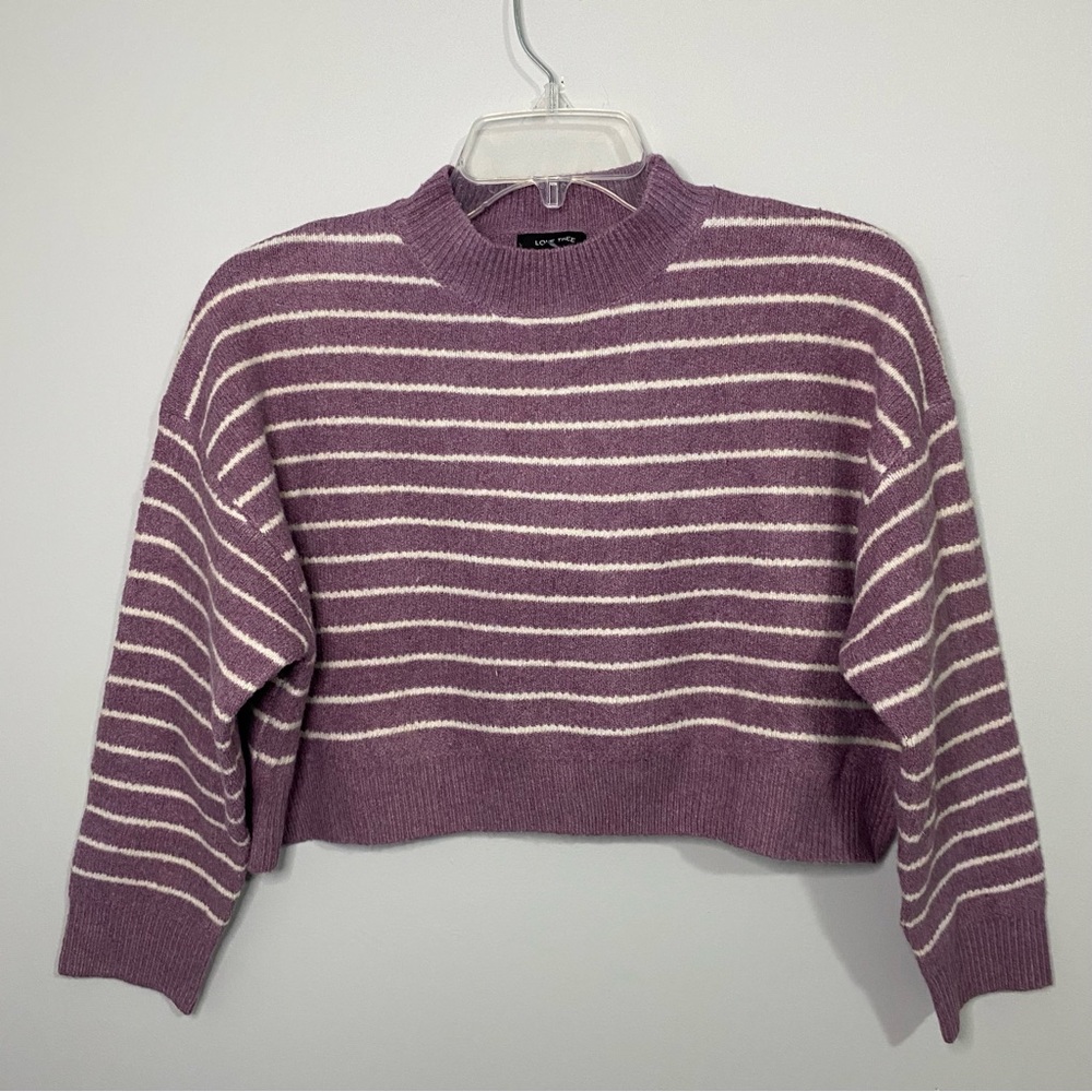 Striped Cropped Purple Sweater